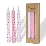 COMFORDER Stabkerzen Set bedruckt, 3x Tafelkerzen mit Motiven – kleine Herzen,...