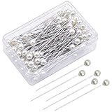 100 Stecknadeln mit Perlkopf,Weiße Perle Stecknadeln mit rundem...