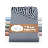 BaSaTex Bio Jersey Spannbettlaken 90x200 cm - Spannbetttuch aus 100% Bio...