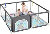 Dripex Laufstall Baby 124x124cm, Laufgitter Baby, Laufstall mit atmungsaktivem...