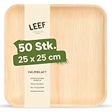 Leef 50x Palmblatt Teller eckig - Einweggeschirr kompostierbar und naturbelassen...