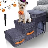 Hundetreppe für Kleine Hunde,78L*33.5B*44.5H cm,3 Stufen Hundetreppe Faltbare...