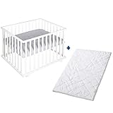 roba Set inkl. Laufgitter 75 x 100 cm + Matratze - Laufstall Komplettset mit...