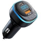 FM Transmitter Auto Bluetooth 5.0 Adapter für Autoradio mit Ports 3.1A USB+Type...