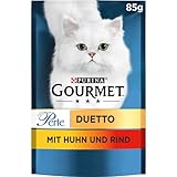 Gourmet Perle Duetto Katzenfutter nass, mit Huhn und Rind, 26er Pack (26 x 85g)