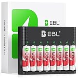 EBL Wiederaufladbar Lithium Akkus AA 8 Pack mit Ladegerät, 1.5v 3000mWh 1600...