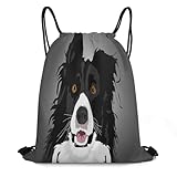 Unbit Beutel Mit Kordelzug Aquarell Border Collie Pe-Beutel Turnbeutel Mit...