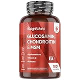 Glucosamin Chondroitin & MSM - 180 Kapseln - Vitamin C trägt zur normalen...