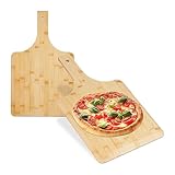 Relaxdays Pizzaschieber Bambus, 2er Set, 50x30 cm, eckig, Pizzaschaufel,...