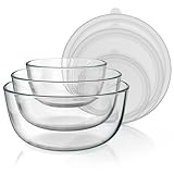 Arendo - Rührschüsseln aus Glas mit Deckel - Glasschüssel 3er Set - 1100ml +...