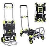 Crystals Robuste 2-in-1 faltbare Sackkarre - Handwagen mit 360° drehbaren...
