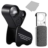 2 Stück Juwelierlupe, 30x 60x 90x LED-Lupe Mit Brillenputztuch, Geeignet für...