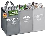 COTTARA® Mülltrennsystem 3 fach Plastik, Glas, Papier | Starker Stand durch 4...