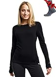 Merino.tech Merino Shirt Damen Langarm - Premium 100% Merino Unterwäsche Damen...