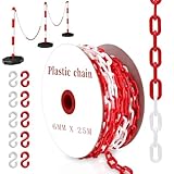 YUJUVI Absperrkette Kunststoffkette 25M Warnkette 6mm Plastikkette Kunststoff...
