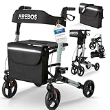 Arebos Leichtgewicht Rollator Aluminium | Reiserollator 6-fach höhenverstellbar...