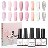 CIVPOWER UV Nagellack Set: 8 Farben Rosa Nudefarben Gel Nagellack Gellack für...