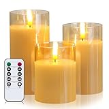 Ulanox LED Echtwachskerzen mit Timer Funktion, Fernbedienung und Glas Design,...