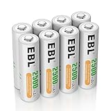 EBL AA Akku 2500mAh - wiederaufladbare AA Batterien Typ NI-MH 8 Stück, 1.2V...