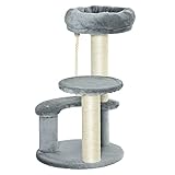 PawHut Katzenbaum Kletterbaum mit Hängematte, 3-Stufiger Spielbaum mit...