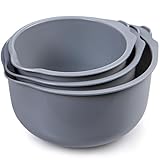 KONZEPT Rührschüssel Set 3-teilig aus Kunststoff in Grau – mit Ausgießer,...
