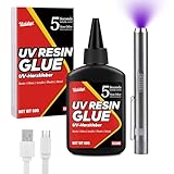 UV Resin Set mit UV Lampe, 60g UV Kleber Epoxidharz mit Wiederaufladbarer UV...