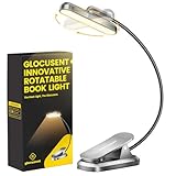 Glocusent Drehbare Leselampe Buch Klemme, 22 LEDs Zweireihig mit Timer, Stufenlose Dimmung & Farbanpassung, 1000 mAh Wiederaufladbare Buchlampe für bis zu 100 Stunden, Ideal für Buchliebhaber