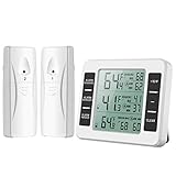 Brifit Kühlschrank Thermometer, Gefrierschrank Thermometer mit 2 Sensoren,...
