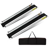 2PCS Teleskop Rollstuhlrampe 90-152CM, Aluminium Auffahrrampe bis 272 kg,für...