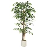 HOMCOM Künstlicher Banyanbaum 180 cm Kunstpflanze mit Massivholzstamm, Topf,...