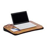Relaxdays, Natur Laptopkissen Bambus, abnehmbares Kissen, Tragegriff, Laptop...