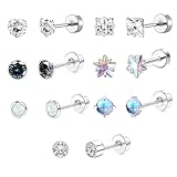 7 Paar Titan Ohrstecker für Empfindliche Ohren Set, Hypoallergenic Titan...