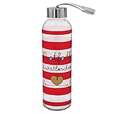 GRUSS & CO 46649 Trinkflasche mit Motiv Notfall Durstlöscher, Glasflasche mit...