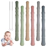 ORAGKE Beißröhrchen Zahnungshilfe Baby BPA-frei, 6 Stück Silikon Kaustange...