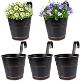 BOFUNX 5er Set Hängender Blumentopf Metall Vintage Style Balkon Hängetöpfe...