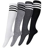 Justay Comf 4 Paar Overknee Strümpfe Damen Kniestrümpfe Knee High Socks Lange...