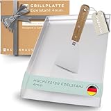 HAVENHAUS Plancha Grillplatte Edelstahl [40x30cm] | Massive Grillplatte 4mm...