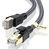 CABNEER Cat 8 Ethernet Kabel 2M 2-Stücke, 40Gbps Netzwerkkabel...