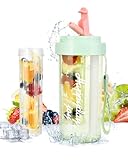 FIRINER Trinkflasche mit Fruchteinsatz, 600mL BPA-frei Hochwertig Auslaufsichere...