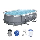 Bestway Power Steel Frame Pool-Set mit Filterpumpe 427 x 250 x 100 cm , grau,...