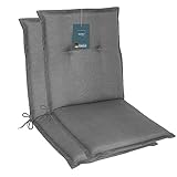 LILENO HOME Gartenstuhl Auflagen als [2er Set - Niedriglehner] in Uni Mittelgrau...