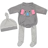 ZWOOS Puppenkleidung 35-43 cm für New Born Baby Puppen, Graues Häschen-Set,...
