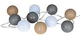 levandeo 10er Lichterkette LED Kugeln Lampions Baumwolle Braun Grau Weiß Cotton...