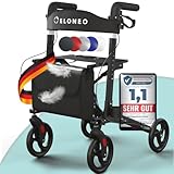 ELONEO Rollator faltbar und leicht mit Sitz, Leichtgewicht-Reiserollator aus...