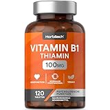 Vitamin B1 Hochdosiert 100mg Thiamin | 120 Vegane Tabletten | Ohne künstliche...