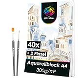 OfficeTree Aquarellpapier A4 – 40 Blatt – Aquarellpapier 300 g –...