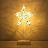 Lewondr Tischlampe, LED Sternenlampe Sternform Weihnachtsdeko Innen,...