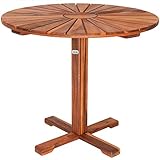 Casaria® Gartentisch Balkontisch Wetterfest Holz Rund ?70,5cm 80kg...