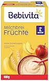 Bebivita Milchbrei Früchte (4x500g), ab 5. Monat, ohne Zuckerzusatz, gut...
