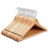 KARAN IMPEX Kleiderbügel aus Holz, Premium-Hosenstange und Schulterkerben für...